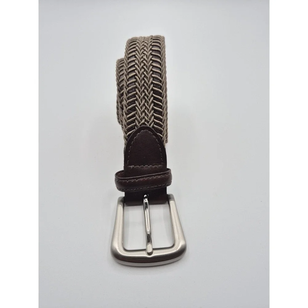 Torino Belt Mens 38 Brown Tan Leather Braided Woven Casual